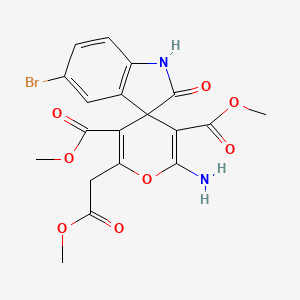 molecular formula C19H17BrN2O8 B15030986 Dimethyl 2'-amino-5-bromo-6'-(2-methoxy-2-oxoethyl)-2-oxo-1,2-dihydrospiro[indole-3,4'-pyran]-3',5'-dicarboxylate 