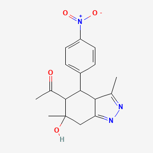 molecular formula C17H19N3O4 B15031024 1-[6-Hydroxy-3,6-dimethyl-4-(4-nitrophenyl)-3a,4,5,7-tetrahydroindazol-5-yl]ethanone CAS No. 1212162-77-0