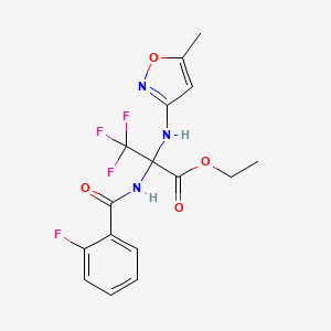 molecular formula C16H15F4N3O4 B15031030 3,3,3-Trifluoro-2-(2-fluoro-benzoylamino)-2-(5-methyl-isoxazol-3-ylamino)-propionic acid ethyl ester 