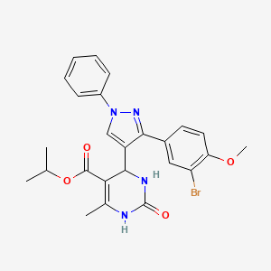 molecular formula C25H25BrN4O4 B15031155 propan-2-yl 4-[3-(3-bromo-4-methoxyphenyl)-1-phenyl-1H-pyrazol-4-yl]-6-methyl-2-oxo-1,2,3,4-tetrahydropyrimidine-5-carboxylate 