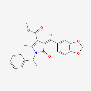 molecular formula C23H21NO5 B15031210 methyl (4Z)-4-(1,3-benzodioxol-5-ylmethylidene)-2-methyl-5-oxo-1-(1-phenylethyl)-4,5-dihydro-1H-pyrrole-3-carboxylate 