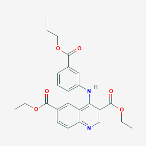 molecular formula C25H26N2O6 B15031779 Diethyl 4-{[3-(propoxycarbonyl)phenyl]amino}quinoline-3,6-dicarboxylate 