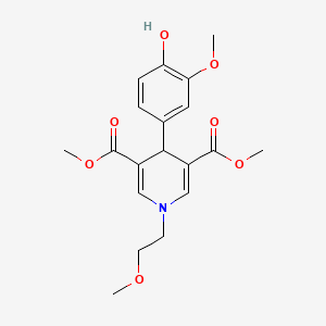 molecular formula C19H23NO7 B15032047 Dimethyl 4-(4-hydroxy-3-methoxyphenyl)-1-(2-methoxyethyl)-1,4-dihydropyridine-3,5-dicarboxylate 