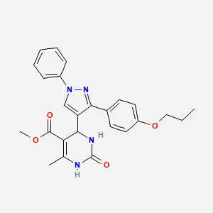 molecular formula C25H26N4O4 B15032582 methyl 6-methyl-2-oxo-4-[1-phenyl-3-(4-propoxyphenyl)-1H-pyrazol-4-yl]-1,2,3,4-tetrahydropyrimidine-5-carboxylate 