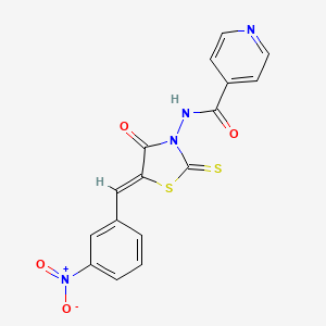 molecular formula C16H10N4O4S2 B15032872 N-[(5Z)-5-[(3-nitrophenyl)methylidene]-4-oxo-2-sulfanylidene-1,3-thiazolidin-3-yl]pyridine-4-carboxamide 