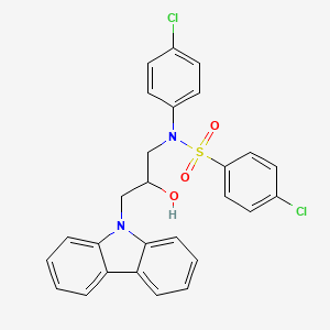 molecular formula C27H22Cl2N2O3S B15032943 N-[3-(9H-carbazol-9-yl)-2-hydroxypropyl]-4-chloro-N-(4-chlorophenyl)benzenesulfonamide 