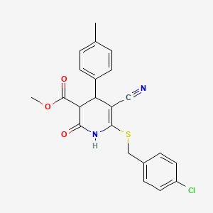 molecular formula C22H19ClN2O3S B15033083 Methyl 6-[(4-chlorobenzyl)sulfanyl]-5-cyano-4-(4-methylphenyl)-2-oxo-1,2,3,4-tetrahydropyridine-3-carboxylate 