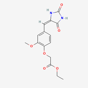 molecular formula C15H16N2O6 B15033085 ethyl {4-[(E)-(2,5-dioxoimidazolidin-4-ylidene)methyl]-2-methoxyphenoxy}acetate 