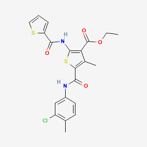 molecular formula C21H19ClN2O4S2 B15034277 Ethyl 5-[(3-chloro-4-methylphenyl)carbamoyl]-4-methyl-2-[(thiophen-2-ylcarbonyl)amino]thiophene-3-carboxylate 