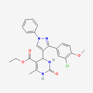 molecular formula C24H23ClN4O4 B15034926 ethyl 4-[3-(3-chloro-4-methoxyphenyl)-1-phenyl-1H-pyrazol-4-yl]-6-methyl-2-oxo-1,2,3,4-tetrahydropyrimidine-5-carboxylate 
