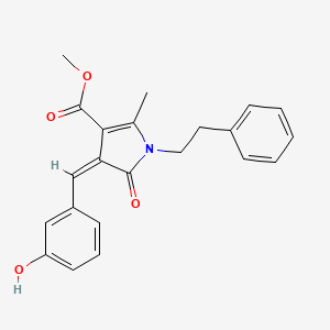 molecular formula C22H21NO4 B15035162 methyl (4Z)-4-(3-hydroxybenzylidene)-2-methyl-5-oxo-1-(2-phenylethyl)-4,5-dihydro-1H-pyrrole-3-carboxylate 