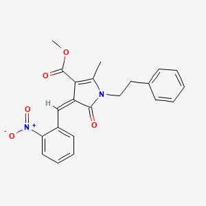 molecular formula C22H20N2O5 B15035222 methyl (4Z)-2-methyl-4-(2-nitrobenzylidene)-5-oxo-1-(2-phenylethyl)-4,5-dihydro-1H-pyrrole-3-carboxylate 