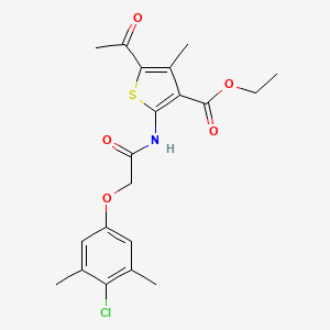 molecular formula C20H22ClNO5S B15035542 Ethyl 5-acetyl-2-{[(4-chloro-3,5-dimethylphenoxy)acetyl]amino}-4-methylthiophene-3-carboxylate 