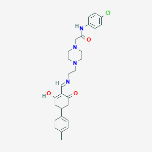 molecular formula C29H35ClN4O3 B15035655 N-(4-chloro-2-methylphenyl)-2-{4-[2-({[4-(4-methylphenyl)-2,6-dioxocyclohexylidene]methyl}amino)ethyl]piperazin-1-yl}acetamide 