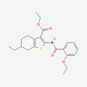 molecular formula C22H27NO4S B15035694 Ethyl 2-{[(2-ethoxyphenyl)carbonyl]amino}-6-ethyl-4,5,6,7-tetrahydro-1-benzothiophene-3-carboxylate 