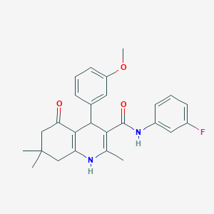 molecular formula C26H27FN2O3 B15035791 N-(3-fluorophenyl)-4-(3-methoxyphenyl)-2,7,7-trimethyl-5-oxo-1,4,5,6,7,8-hexahydro-3-quinolinecarboxamide 