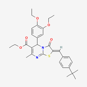 molecular formula C31H36N2O5S B15035894 ethyl (2Z)-2-(4-tert-butylbenzylidene)-5-(3,4-diethoxyphenyl)-7-methyl-3-oxo-2,3-dihydro-5H-[1,3]thiazolo[3,2-a]pyrimidine-6-carboxylate 