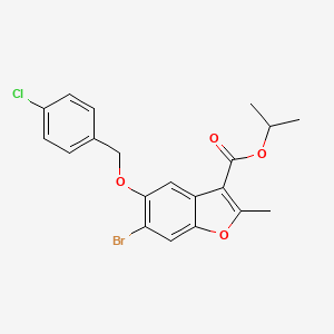 molecular formula C20H18BrClO4 B15035943 Propan-2-yl 6-bromo-5-[(4-chlorophenyl)methoxy]-2-methyl-1-benzofuran-3-carboxylate 