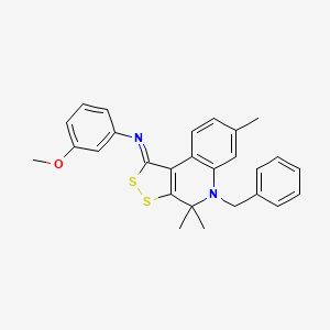 molecular formula C27H26N2OS2 B15036059 N-[(1Z)-5-benzyl-4,4,7-trimethyl-4,5-dihydro-1H-[1,2]dithiolo[3,4-c]quinolin-1-ylidene]-3-methoxyaniline 