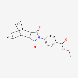 molecular formula C20H19NO4 B15036227 ethyl 4-(1,3-dioxooctahydro-4,6-ethenocyclopropa[f]isoindol-2(1H)-yl)benzoate 