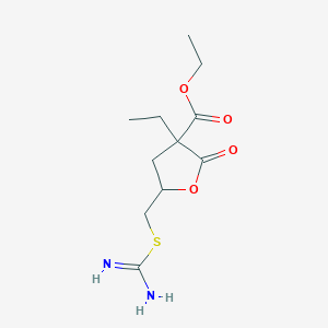 molecular formula C11H18N2O4S B15036351 Ethyl 5-[(carbamimidoylsulfanyl)methyl]-3-ethyl-2-oxooxolane-3-carboxylate 