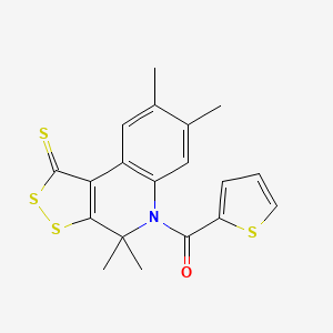molecular formula C19H17NOS4 B15036631 (4,4,7,8-tetramethyl-1-thioxo-1,4-dihydro-5H-[1,2]dithiolo[3,4-c]quinolin-5-yl)(thiophen-2-yl)methanone 