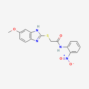 molecular formula C16H14N4O4S B15036746 2-[(5-methoxy-1H-benzimidazol-2-yl)sulfanyl]-N-(2-nitrophenyl)acetamide CAS No. 356776-33-5