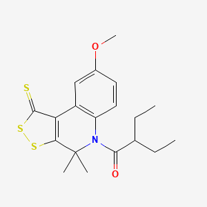 molecular formula C19H23NO2S3 B15036786 5-(2-ethylbutanoyl)-8-methoxy-4,4-dimethyl-4,5-dihydro-1H-[1,2]dithiolo[3,4-c]quinoline-1-thione 