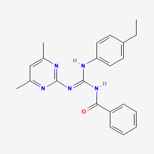 molecular formula C22H23N5O B15036800 N-[(Z)-[(4,6-Dimethylpyrimidin-2-YL)amino][(4-ethylphenyl)amino]methylidene]benzamide 