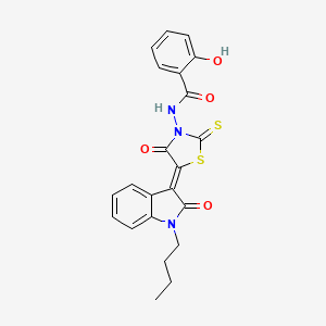 molecular formula C22H19N3O4S2 B15037128 N-[(5Z)-5-(1-butyl-2-oxo-1,2-dihydro-3H-indol-3-ylidene)-4-oxo-2-thioxo-1,3-thiazolidin-3-yl]-2-hydroxybenzamide 