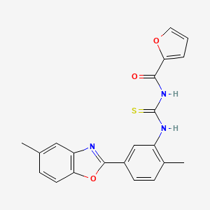 molecular formula C21H17N3O3S B15037134 N-{[2-methyl-5-(5-methyl-1,3-benzoxazol-2-yl)phenyl]carbamothioyl}furan-2-carboxamide 