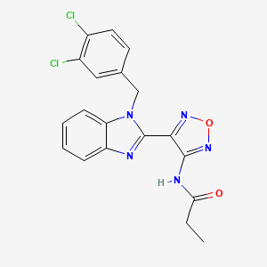 molecular formula C19H15Cl2N5O2 B15037150 N-{4-[1-(3,4-dichlorobenzyl)-1H-benzimidazol-2-yl]-1,2,5-oxadiazol-3-yl}propanamide 