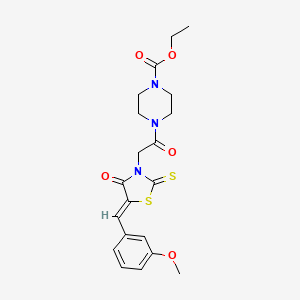 molecular formula C20H23N3O5S2 B15037211 ethyl 4-{[(5Z)-5-(3-methoxybenzylidene)-4-oxo-2-thioxo-1,3-thiazolidin-3-yl]acetyl}piperazine-1-carboxylate 