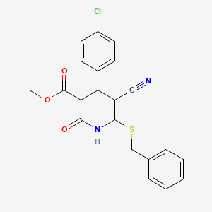 molecular formula C21H17ClN2O3S B15037284 Methyl 6-(benzylsulfanyl)-4-(4-chlorophenyl)-5-cyano-2-oxo-1,2,3,4-tetrahydropyridine-3-carboxylate 