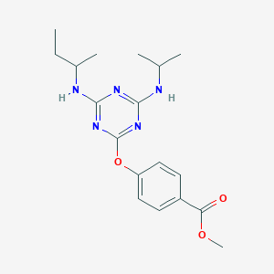 molecular formula C18H25N5O3 B15037298 Methyl 4-{[4-(butan-2-ylamino)-6-(propan-2-ylamino)-1,3,5-triazin-2-yl]oxy}benzoate 