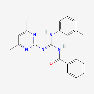 molecular formula C21H21N5O B15037356 N-[(E)-[(4,6-Dimethylpyrimidin-2-YL)amino][(3-methylphenyl)amino]methylidene]benzamide 
