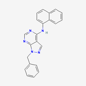 molecular formula C22H17N5 B15037437 N-[(4Z)-1-benzyl-1,7-dihydro-4H-pyrazolo[3,4-d]pyrimidin-4-ylidene]naphthalen-1-amine 