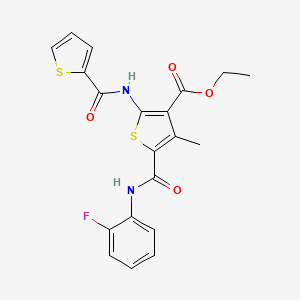 molecular formula C20H17FN2O4S2 B15037451 Ethyl 5-[(2-fluorophenyl)carbamoyl]-4-methyl-2-[(thiophen-2-ylcarbonyl)amino]thiophene-3-carboxylate 