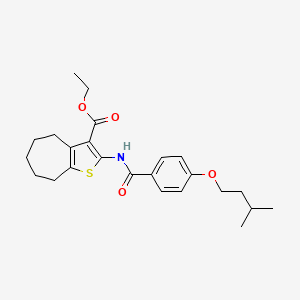 molecular formula C24H31NO4S B15037495 ethyl 2-{[4-(3-methylbutoxy)benzoyl]amino}-5,6,7,8-tetrahydro-4H-cyclohepta[b]thiophene-3-carboxylate 