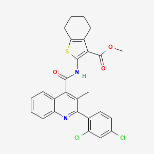 molecular formula C27H22Cl2N2O3S B15037550 Methyl 2-({[2-(2,4-dichlorophenyl)-3-methylquinolin-4-yl]carbonyl}amino)-4,5,6,7-tetrahydro-1-benzothiophene-3-carboxylate 