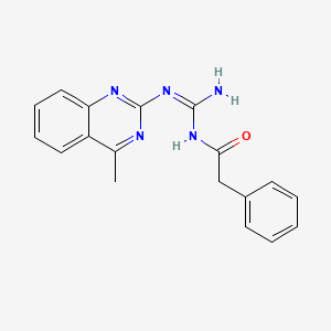 molecular formula C18H17N5O B15037725 N-[(E)-Amino[(4-methylquinazolin-2-YL)amino]methylidene]-2-phenylacetamide 