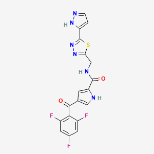 molecular formula C18H11F3N6O2S B1503778 N-[[5-(1H-pyrazol-5-yl)-1,3,4-thiadiazol-2-yl]methyl]-4-(2,4,6-trifluorobenzoyl)-1H-pyrrole-2-carboxamide CAS No. 1254577-24-6