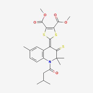 molecular formula C24H27NO5S3 B15037856 dimethyl 2-[2,2,6-trimethyl-1-(3-methylbutanoyl)-3-thioxo-2,3-dihydroquinolin-4(1H)-ylidene]-1,3-dithiole-4,5-dicarboxylate 