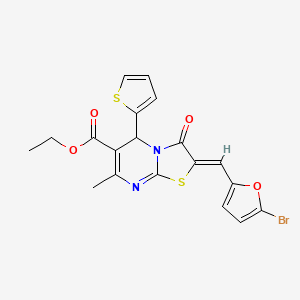 molecular formula C19H15BrN2O4S2 B15037872 ethyl (2Z)-2-[(5-bromofuran-2-yl)methylidene]-7-methyl-3-oxo-5-(thiophen-2-yl)-2,3-dihydro-5H-[1,3]thiazolo[3,2-a]pyrimidine-6-carboxylate 