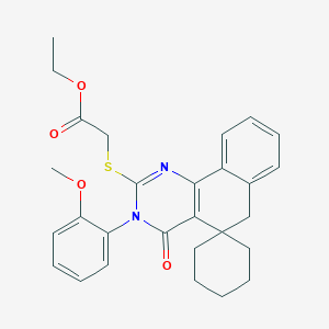 molecular formula C28H30N2O4S B15037898 ethyl {[3-(2-methoxyphenyl)-4-oxo-4,6-dihydro-3H-spiro[benzo[h]quinazoline-5,1'-cyclohexan]-2-yl]sulfanyl}acetate 