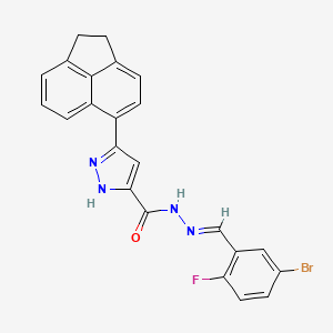 molecular formula C23H16BrFN4O B15037987 N'-[(E)-(5-Bromo-2-fluorophenyl)methylidene]-3-(1,2-dihydro-5-acenaphthylenyl)-1H-pyrazole-5-carbohydrazide 