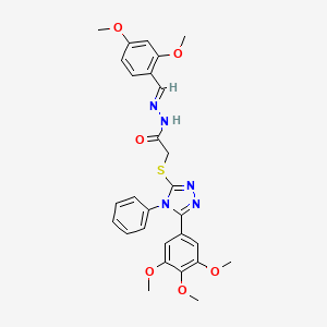 molecular formula C28H29N5O6S B15038190 N'-[(E)-(2,4-dimethoxyphenyl)methylidene]-2-{[4-phenyl-5-(3,4,5-trimethoxyphenyl)-4H-1,2,4-triazol-3-yl]sulfanyl}acetohydrazide 
