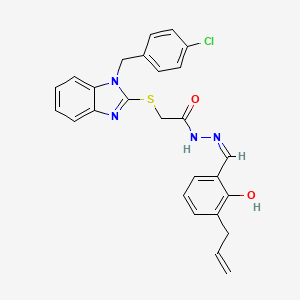 molecular formula C26H23ClN4O2S B15038257 N'-(3-allyl-2-hydroxybenzylidene)-2-{[1-(4-chlorobenzyl)-1H-benzimidazol-2-yl]sulfanyl}acetohydrazide 