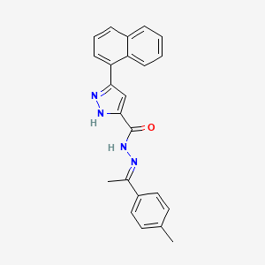 molecular formula C23H20N4O B15038263 N'-[(1E)-1-(4-methylphenyl)ethylidene]-3-(naphthalen-1-yl)-1H-pyrazole-5-carbohydrazide 