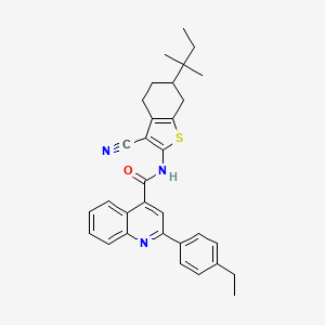 molecular formula C32H33N3OS B15038331 N-[3-cyano-6-(2-methylbutan-2-yl)-4,5,6,7-tetrahydro-1-benzothiophen-2-yl]-2-(4-ethylphenyl)quinoline-4-carboxamide 